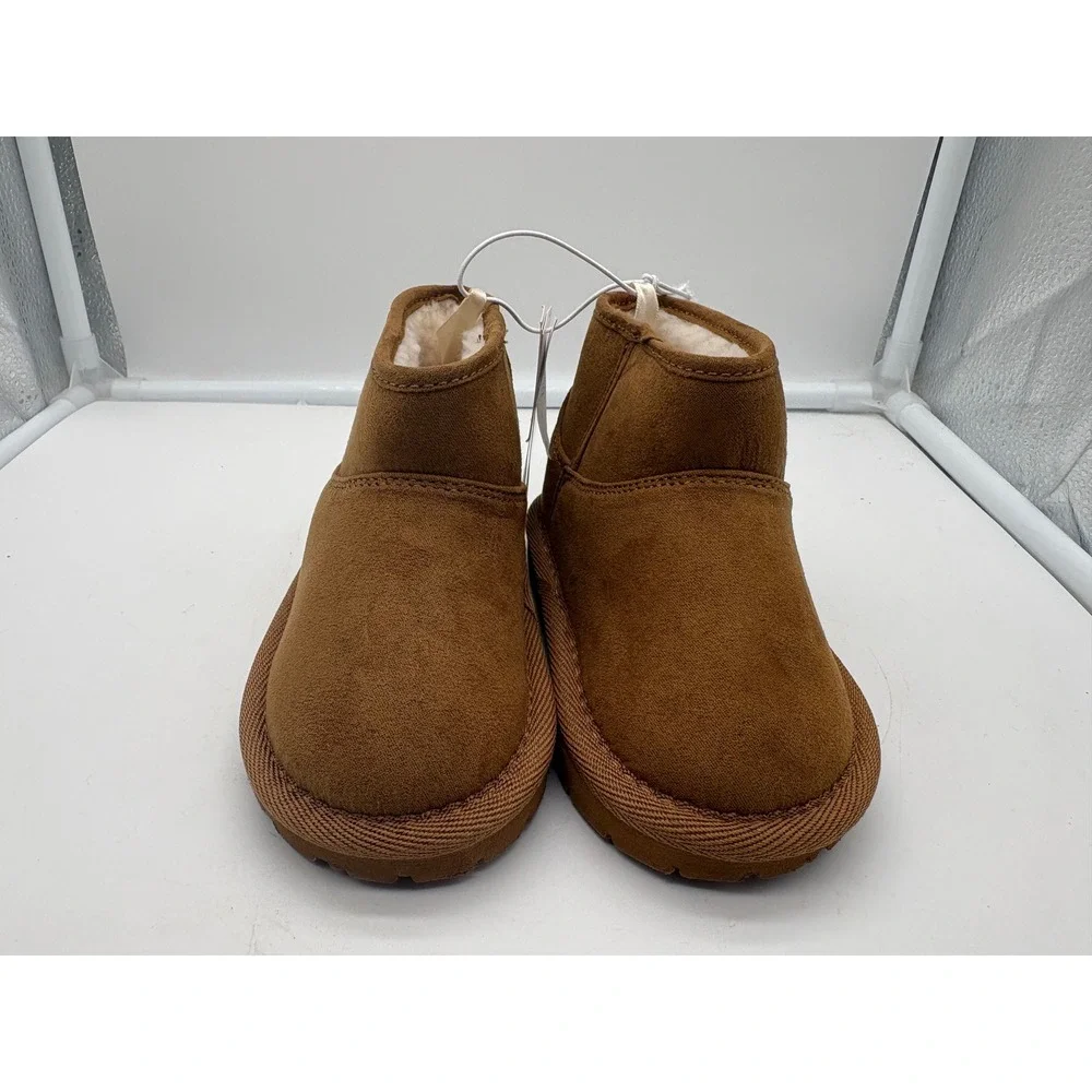 Baby Gap Toddler Size 6 Brown Vegan Suede Cozy Sherpa Lined Mini Boots Shoes NWT